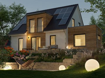 Final_Ext_Einfamilienhaus_Flair_125_Kubus_GardenView_Cam003_Holz_Abend